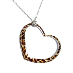 Silver Heart Animal Print Necklace